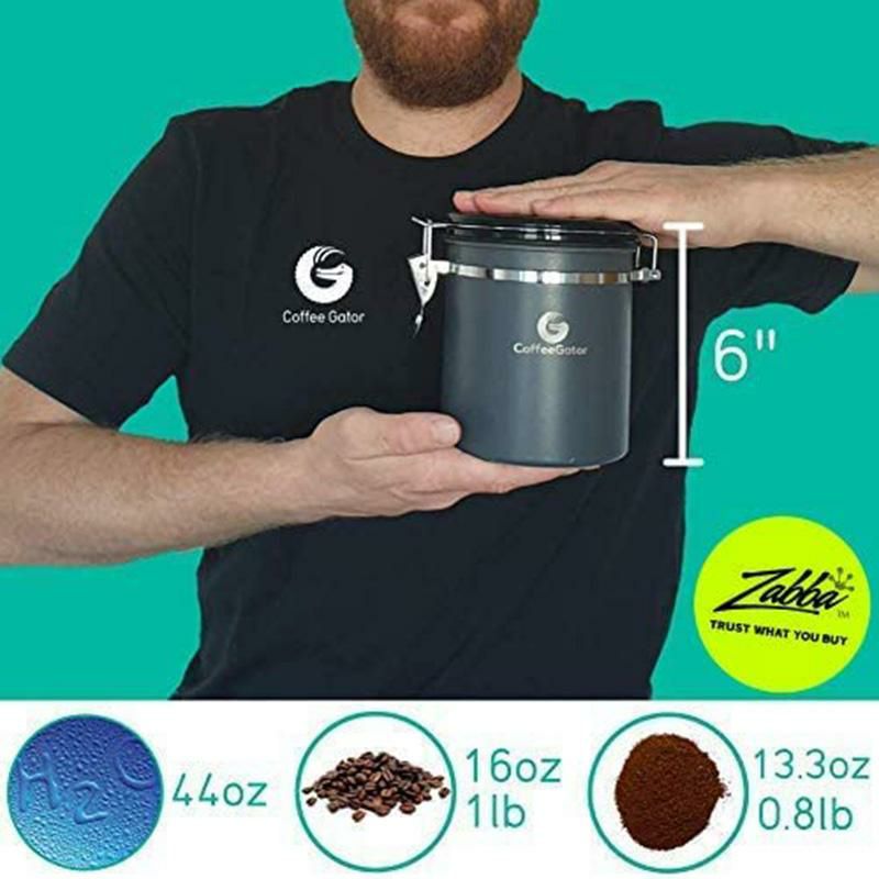 コーヒーゲーターコーヒー用キャニスター密閉容器CO2鮮度バルブステンレスコンテナBPAフリーCoffeeGatorStainlessSteelContainer-FresherBeansandGroundsforLonger-Canisterwithco2Valve,ScoopandTravelJar-Medium,Silver