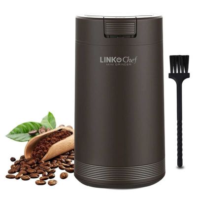コーヒーグラインダー 豆挽き 電動ミル プロペラ式 ナッツ ハーブ スパイス Coffee Grinder with Brush, LINKChef 200W Spice Grinder with Stainless Steel Blade for Seed Bean Nut Herb Pepper & Grain, Lid Acti