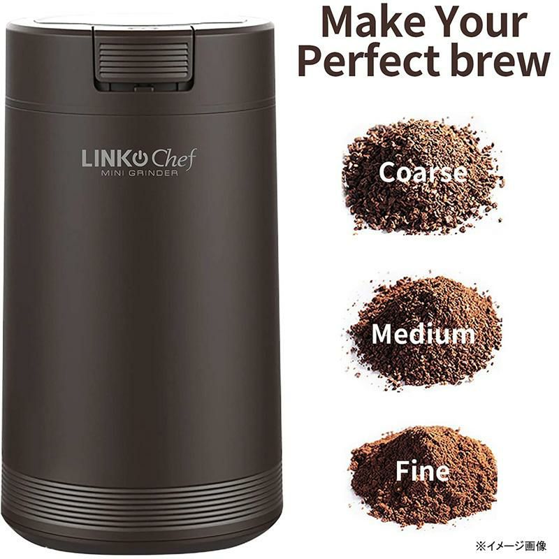 コーヒーグラインダー豆挽き電動ミルプロペラ式ナッツハーブスパイスCoffeeGrinderwithBrush,LINKChef200WSpiceGrinderwithStainlessSteelBladeforSeedBeanNutHerbPepper&Grain,LidActivatedSafetySwitch,Brown,CG-8420家電