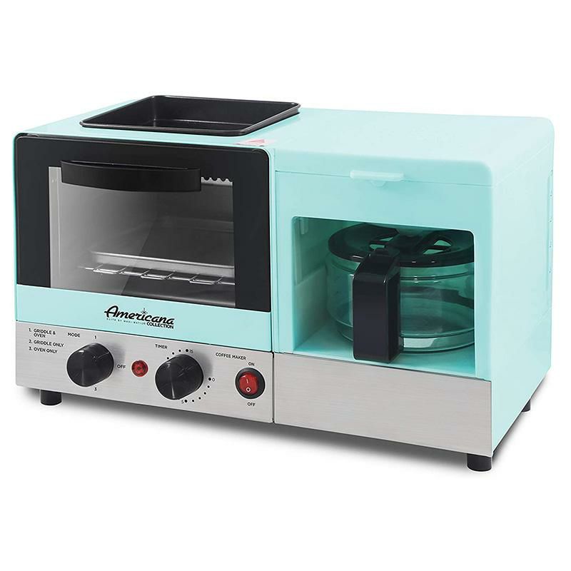 3-in-1朝食メーカーモーニングセットコーヒーメーカートースターグリルEliteGourmetMaxi-MaticAmericana3-in-1BreakfastCenterStation,4-CupCoffeemaker,ToasterOvenwith15-MinTimer,Griddle,1-Slice,Blue家電