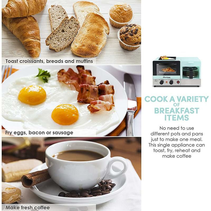 3-in-1朝食メーカーモーニングセットコーヒーメーカートースターグリルEliteGourmetMaxi-MaticAmericana3-in-1BreakfastCenterStation,4-CupCoffeemaker,ToasterOvenwith15-MinTimer,Griddle,1-Slice,Blue家電