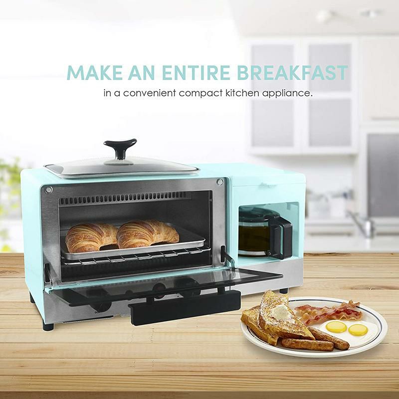 3-in-1朝食メーカーモーニングセットコーヒーメーカートースターグリルEliteGourmetAmericana2Slice,5.5"Griddle3-in-1BreakfastCenterStation,4-CupCoffeemaker,ToasterOvenwith15-MinTimer,HeatSelectorMode,Blue家電