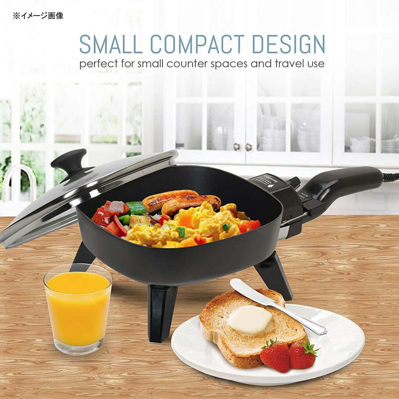 電気グリルフライパン脚付ホットプレートガラスフタ18cmMaxi-MaticEliteCuisineElectricSkilletwithGlass,7inches,Black家電