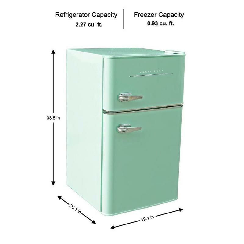 冷蔵庫冷凍庫付2ドアコンパクト90LミントグリーンパステルMagicChefRetro3.2cu.ft.2-DoorMiniFridgeinMintGreen家電