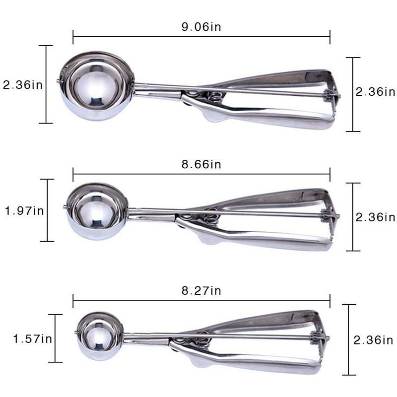 スクープアイスクリーム3サイズセットステンレスすくうCookieScoopSet,UTILITI3PCSStainlessSteelIceCreamScoopincludeLargeMediumSmallCookieDoughScooperSetForBakingIceCreamBallMaker