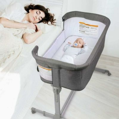 折りたたみ式 3 in 1 バシネット ベッドサイドスリーパー ベビーサークル ベビーベッド ポータブル グレー 3 in 1 Baby Bassinet, Bedside Sleeper for Baby, Playpen, Easy Folding Portable Crib (Grey)- KoolaBab