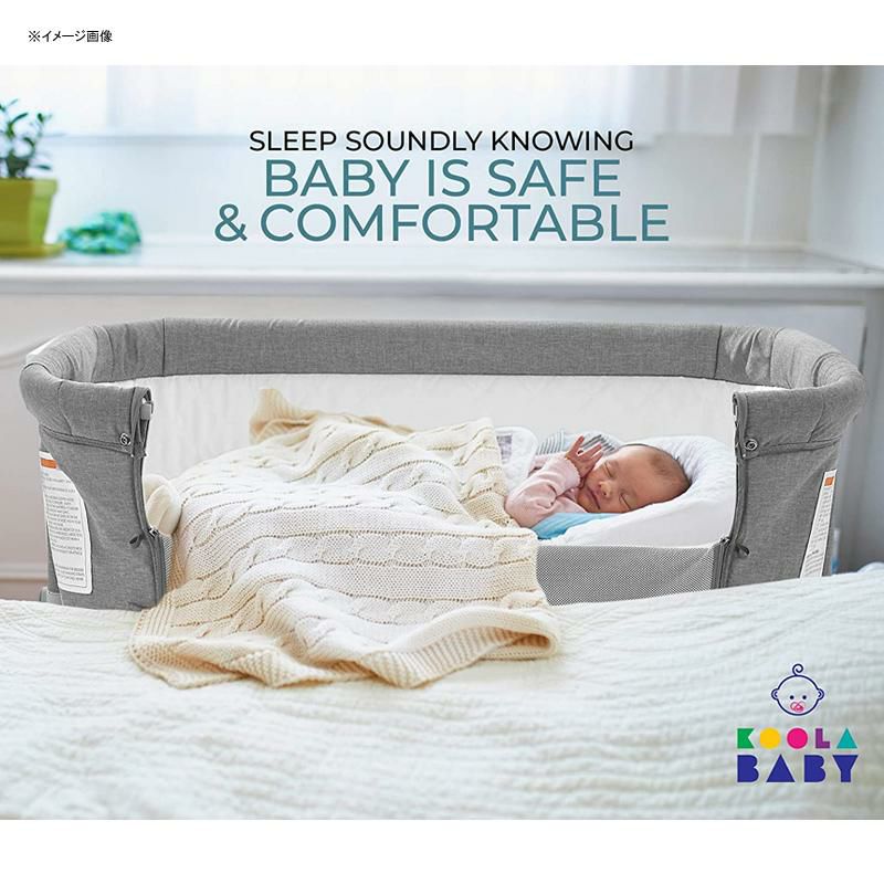 折りたたみ式3in1バシネットベッドサイドスリーパーベビーサークルベビーベッドポータブルグレー3in1BabyBassinet,BedsideSleeperforBaby,Playpen,EasyFoldingPortableCrib(Grey)-KoolaBaby