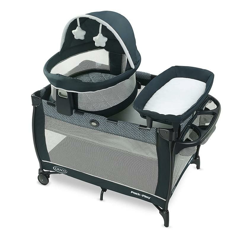 折りたたみ プレイヤード バシネット トラベルドーム おむつ交換 キャスター付 グレコ Graco Pack 'n Play Travel Dome  LX Playard | Includes Portable Bassinet, Full-Size Infant Bassinet, and  Diaper Changer, Leyton | アルファエスパス