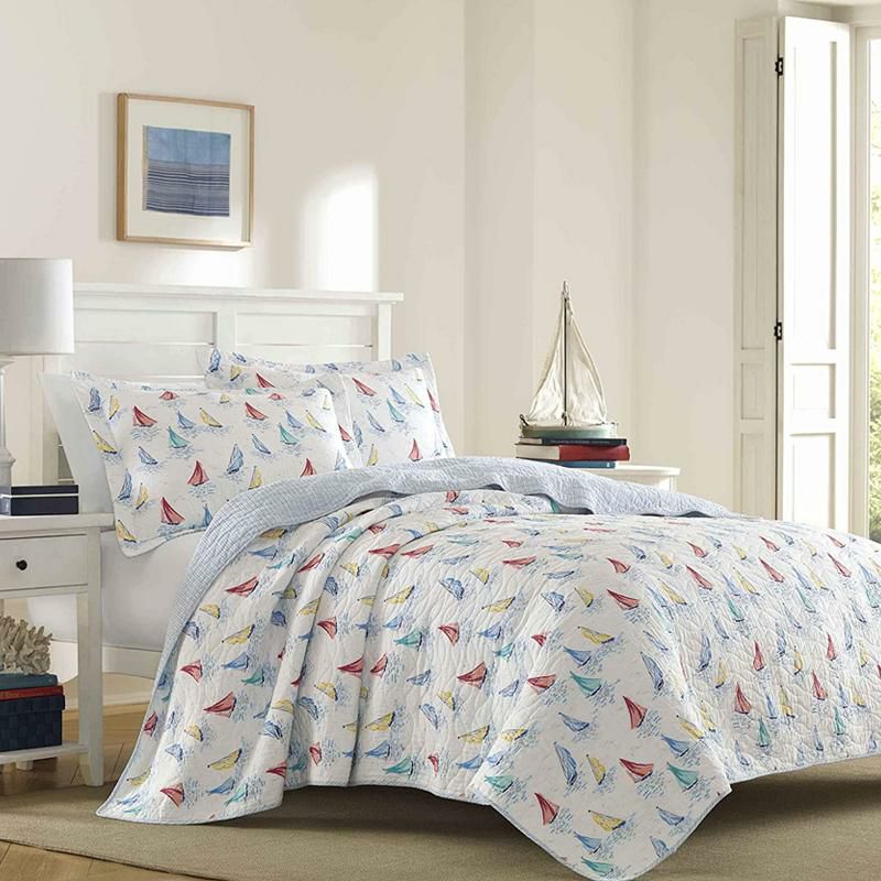 ローラアシュレイリバーシブルキルト枕カバーセットヨットマリンLauraAshleyHome|AhoyCollection|LuxuryPremiumUltraSoftQuiltCoverlet,Comfortable3PieceBeddingSet,AllSeasonStylishBedspread,Full/Queen,Bright