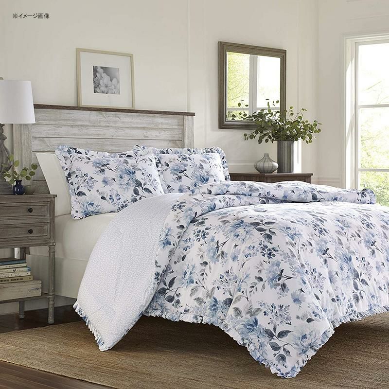 ローラアシュレイリバーシブルキルト枕カバーセットフリル花柄ブルーLauraAshleyHome|ChloeCollection|LuxuryUltraSoftComforter,AllSeasonPremium3PieceBeddingSet,StylishDelicateDesignforHomeD?cor,Full/Queen,CottageBlue