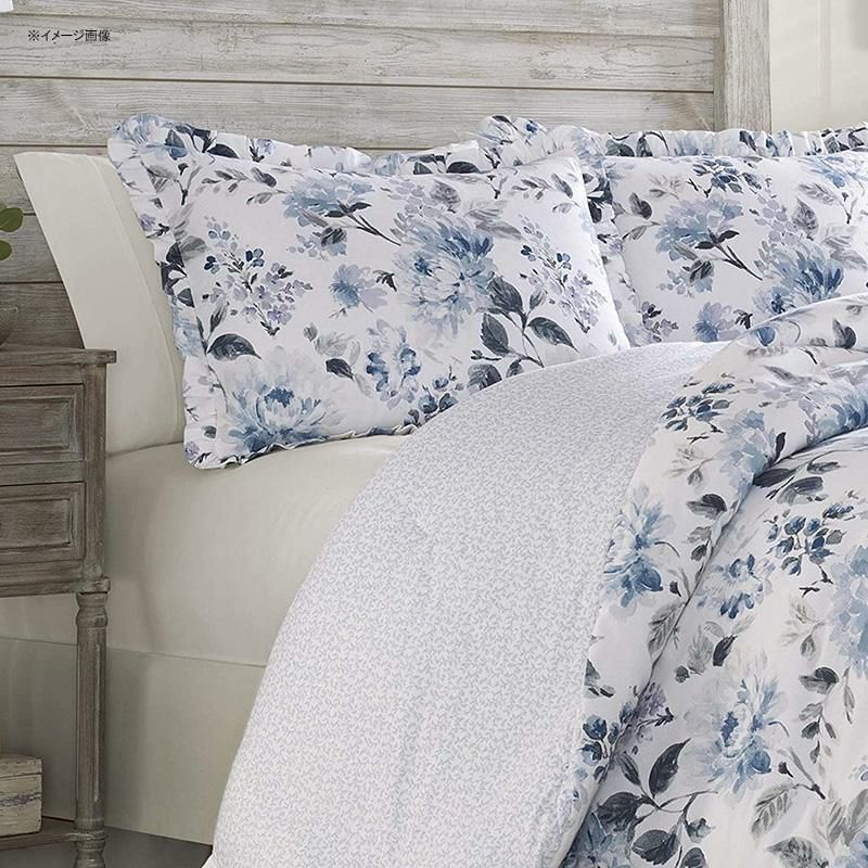 ローラアシュレイリバーシブルキルト枕カバーセットフリル花柄ブルーLauraAshleyHome|ChloeCollection|LuxuryUltraSoftComforter,AllSeasonPremium3PieceBeddingSet,StylishDelicateDesignforHomeD?cor,Full/Queen,CottageBlue