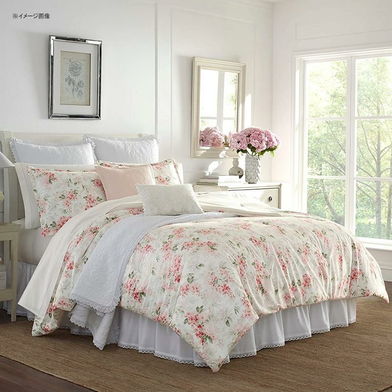 ローラアシュレイリバーシブルキルト枕カバーセット花柄ピンクLauraAshleyHome|WisteriaCollection|LuxuryUltraSoftComforter,AllSeasonPremium3PieceBeddingSet,StylishDelicateDesignforHomeD?cor,Full/Queen,Blush