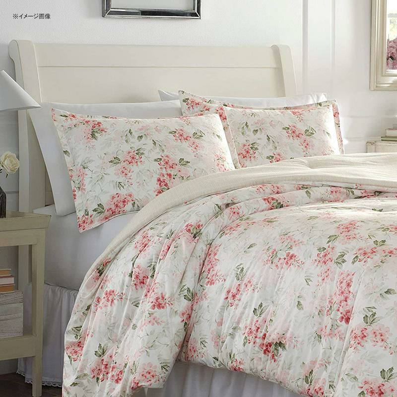 ローラアシュレイリバーシブルキルト枕カバーセット花柄ピンクLauraAshleyHome|WisteriaCollection|LuxuryUltraSoftComforter,AllSeasonPremium3PieceBeddingSet,StylishDelicateDesignforHomeD?cor,Full/Queen,Blush