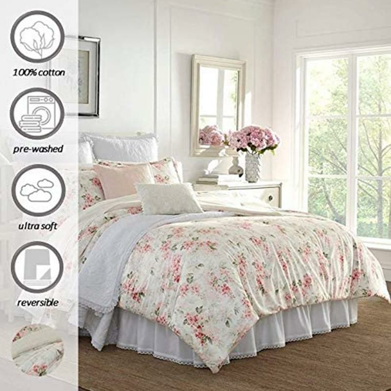 ローラアシュレイリバーシブルキルト枕カバーセット花柄ピンクLauraAshleyHome|WisteriaCollection|LuxuryUltraSoftComforter,AllSeasonPremium3PieceBeddingSet,StylishDelicateDesignforHomeD?cor,Full/Queen,Blush