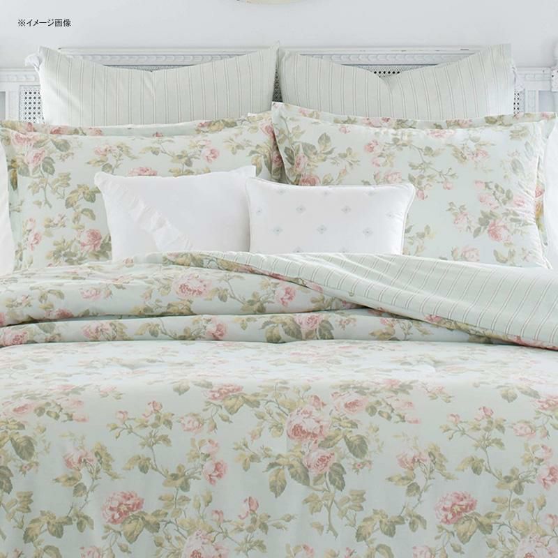 ローラアシュレイリバーシブルキルト枕カバーセット花柄バラ薄緑グリーンLauraAshleyHome|MadelynnCollection|LuxuryUltraSoftComforter,AllSeasonPremium7PieceBeddingSet,StylishDelicateDesignforHomeD?cor,Full/Queen,DuckEgg