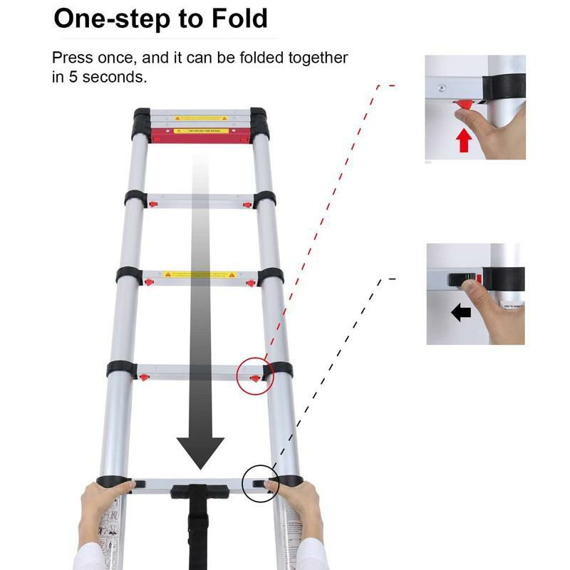 折りたたみ式はしごアルミ最大150kgWolfWise8.5FTNewlyAluminumTelescopicLadder,330lbsMaxCapacity