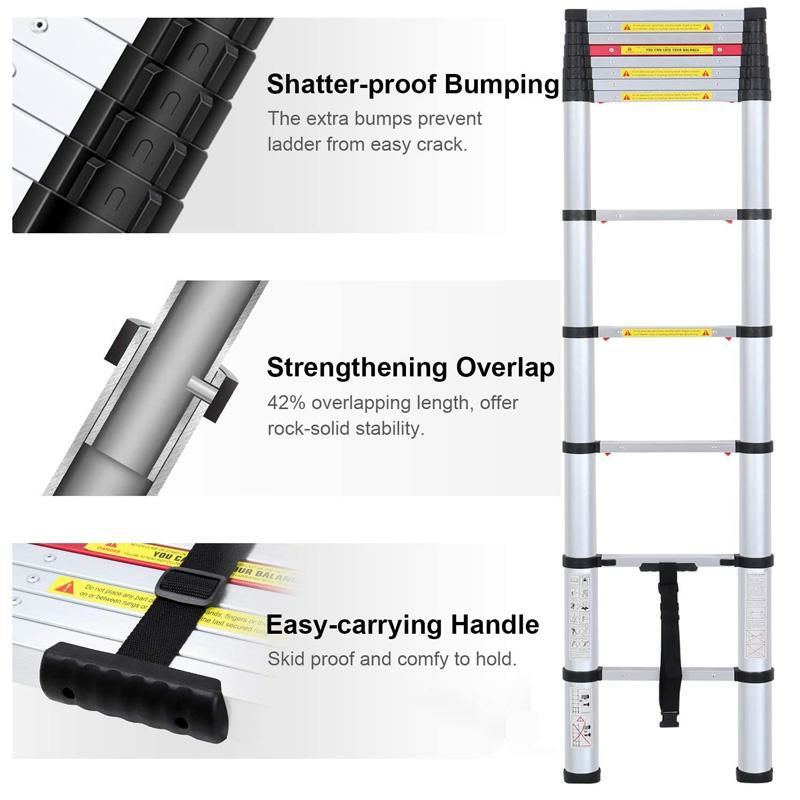 折りたたみ式はしごアルミ最大150kgWolfWise8.5FTNewlyAluminumTelescopicLadder,330lbsMaxCapacity
