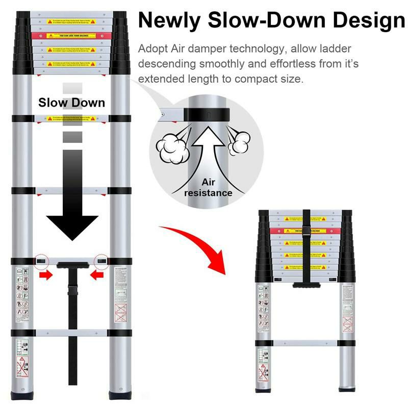 折りたたみ式はしごアルミ最大150kgWolfWise8.5FTNewlyAluminumTelescopicLadder,330lbsMaxCapacity