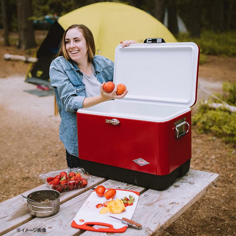 クーラーボックス51Lレッド赤コールマンColemanCooler|Steel-BeltedCoolerKeepsIceUpto4Days|54-QuartCoolerforCamping,BBQs,Tailgating&OutdoorActivities