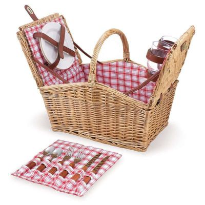 ピクニックバスケット 2人用 お皿 ワイングラス コルク抜付 Picnic Time Piccadilly Willow Picnic Basket for Two People, with Plates, Wine Glasses, Cutlery, and Corkscrew