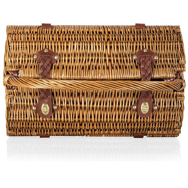 ピクニックバスケット2人用PICNICTIMEBarrelWickerPicnicBasketwithServiceforTwo,Red/WhiteGingham