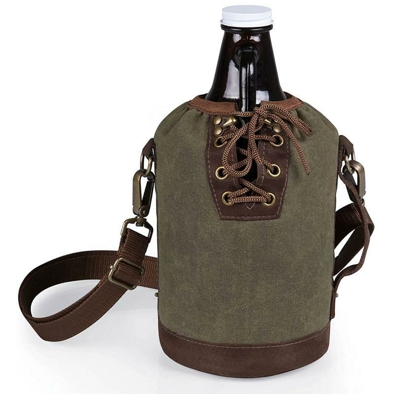 グロウラー用キャンバストートLegacy-APicnicTimeBrandCanvasLaceupGrowlerTote,KhakiGreen