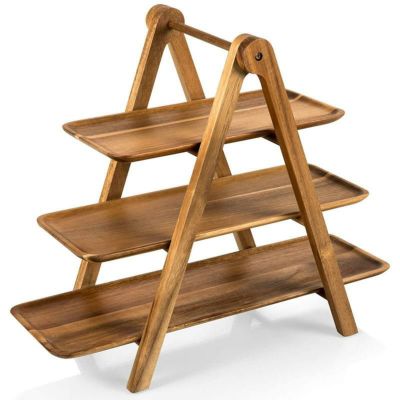 サービングトレー ディスプレイ スタンド 木製 3段 アカシア TOSCANA a Picnic Time Brand Three-Tiered Acacia Ladder Serving Station, 14-3/4 Inch