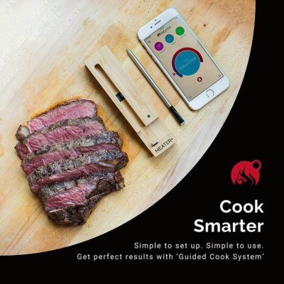 ワイヤレス 肉温度計 アプリ連携 ミートサーモメーター ステンレス バーベキュー ロティサリー MEATER Plus | 165ft Long Range Smart Wireless Meat Thermometer for The Oven Grill Kitchen BBQ Smoker Rotisserie