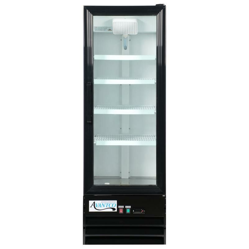 冷蔵庫244Lガラスドア棚4段LED照明ブラック黒AvantcoGDC-10-HC215/8"BlackSwingGlassDoorMerchandiserRefrigeratorwithLEDLighting家電