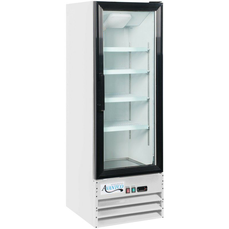 冷蔵庫244Lガラスドア棚4段LED照明ブラック黒AvantcoGDC-10-HC215/8"BlackSwingGlassDoorMerchandiserRefrigeratorwithLEDLighting家電