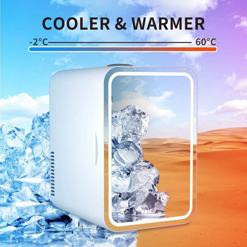 ミニ保冷庫保温4L6缶USB車載可化粧品MiniFridge6LiterAC/DCPortableBeautyFridgeThermoelectricCoolerandWarmerforSkincare,BedroomandTravel(Mirror&LEDDesign)家電