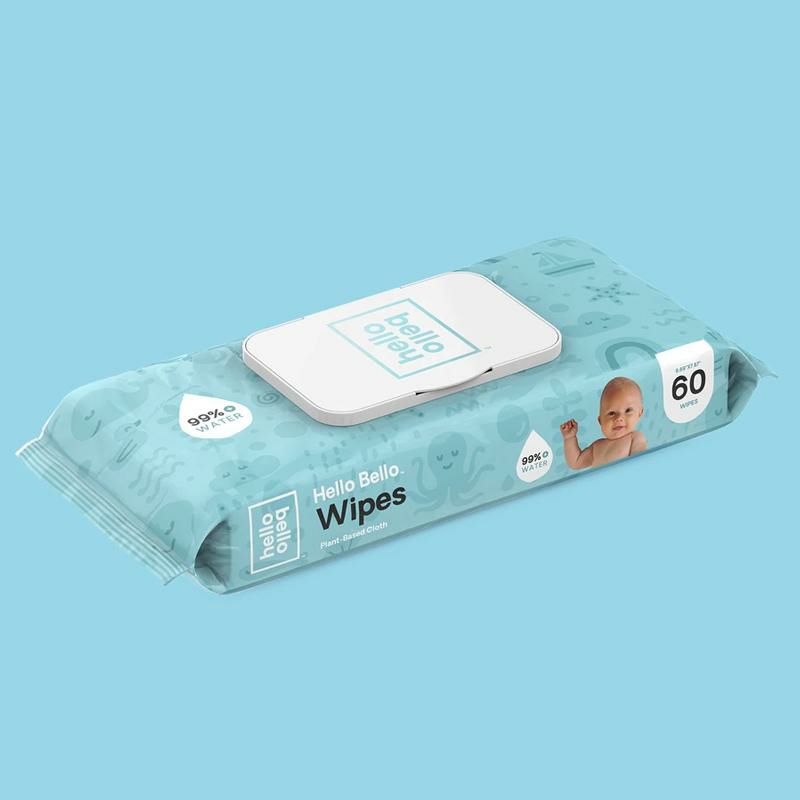 おしりふき60枚入無香料低刺激性pHバランス植物ベースソフト敏感肌HelloBelloPlant-BasedBabyWipes