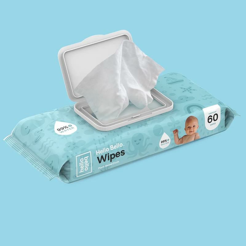 おしりふき60枚入無香料低刺激性pHバランス植物ベースソフト敏感肌HelloBelloPlant-BasedBabyWipes