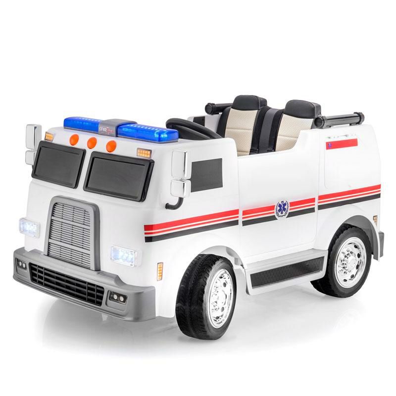 乗用玩具救急車子供向け電気自動車リモコン付SUPERtraxBigRigRescueKid'sRideOnAmbulanceVehicle,BatteryPowered,RemoteControlw/FREEMP3Player-White家電【代引不可】