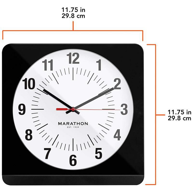 壁掛け時計30cm静かアナログウォールクロックオートバックライトサイレントスイープMarathon12InchAnalogWallClockwithAutoBackLightandNonTickingSilentSweep.CommercialGrade.BatteriesIncluded