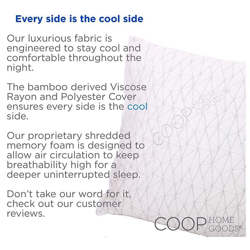 枕ピロー調節可能低反発低アレルギーメモリーフォームCoopHomeGoods-PremiumAdjustableLoftPillow-HypoallergenicCross-CutMemoryFoamFill-LulltraWashableCoverfromBambooDerivedRayon-CertiPUR-US/GREENGUARDGoldCertified-King