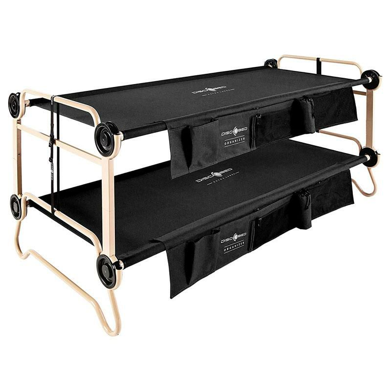 折りたたみベッド2段ベンチ226kgまでキャンプアウトドアDisc-O-BedwithOrganizers,Black,Large