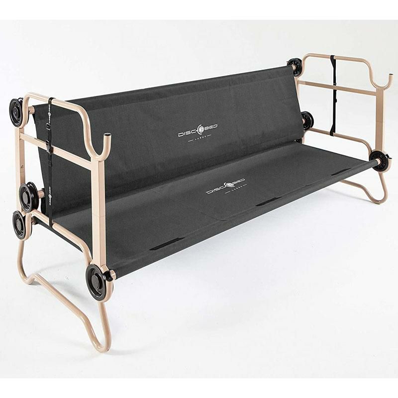 折りたたみベッド2段ベンチ226kgまでキャンプアウトドアDisc-O-BedwithOrganizers,Black,Large