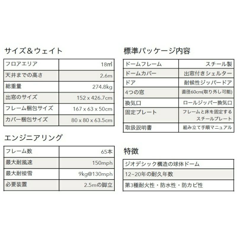 ドームテント直径5mドア付ミルキーウェイMilkyWayGeodesicDome(16ft)