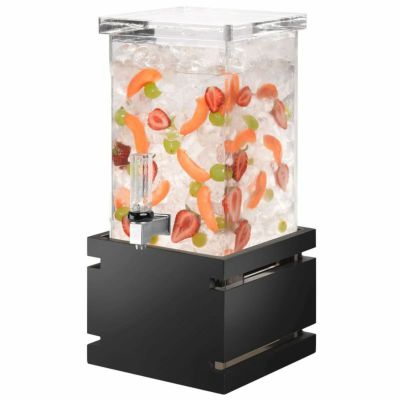 ドリンクサーバー スタンド付 アクリル ディスペンサー バンブー 3.8L レストラン カフェ ホテル Rosseto LD116 1 Gallon Clear Acrylic Square Beverage Dispenser with Bamboo Base