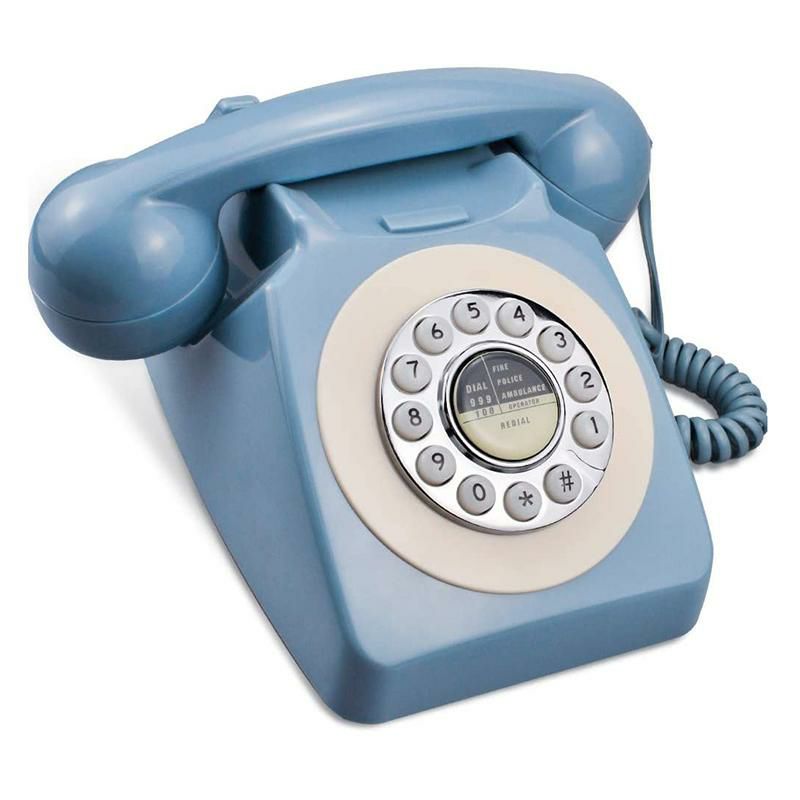 ダイヤル式デザイン電話プッシュフォンレトロクラシックIRISVORotaryDesignRetroLandlinePhoneforHome,OldFashionedCordedTelephonewithClassicMetalBellPushButtonTechnology