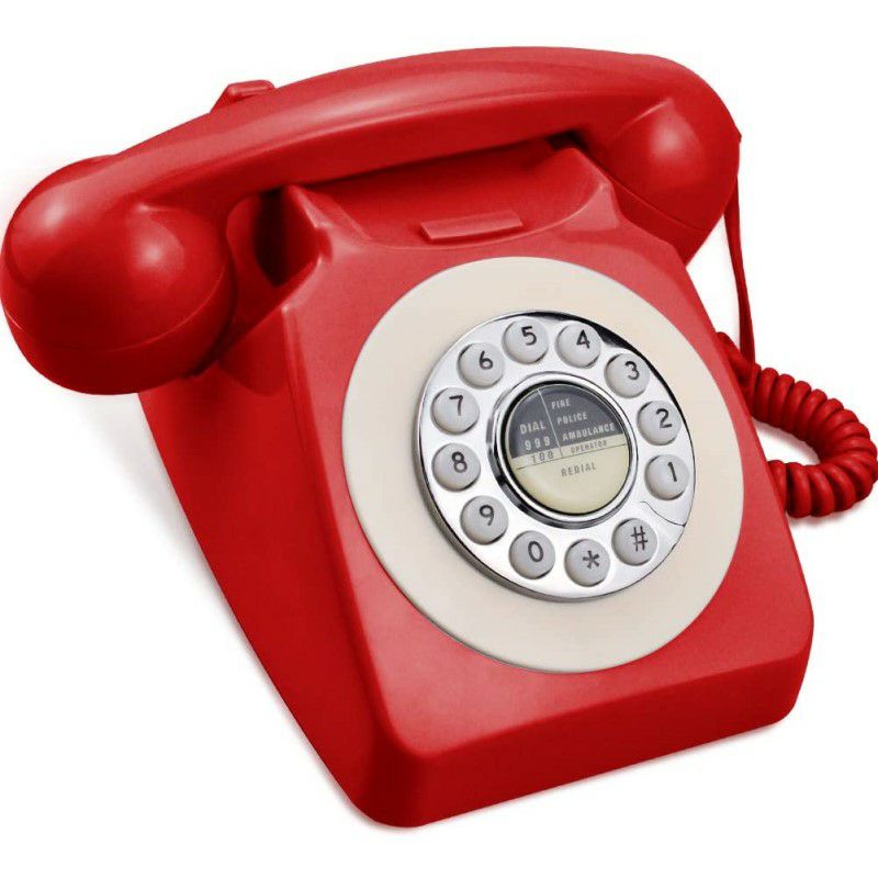 ダイヤル式デザイン電話プッシュフォンレトロクラシックIRISVORotaryDesignRetroLandlinePhoneforHome,OldFashionedCordedTelephonewithClassicMetalBellPushButtonTechnology