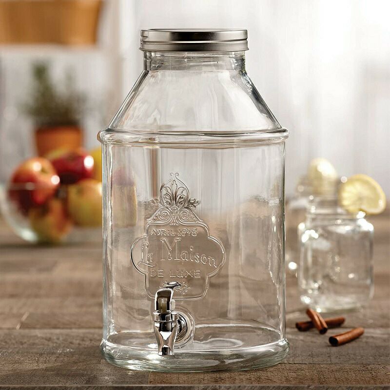 ドリンクサーバーガラスドリンクディスペンサー6.4LレストランカフェホテルStyleSetter210452-GBBeverageColdDrinkDispenser1.7-GallonCapacityGlassJug,LaMaison