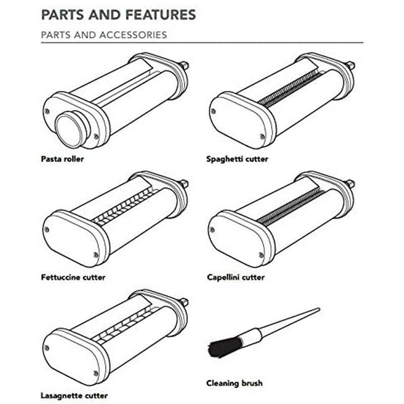 キッチンエイドスタンドミキサー用パスタローラー＆カッター5点セットフェットチーネスパゲッティラザニエッテカペッリーニアタッチメントパーツ部品KitchenAidKSMPDXStandMixerAttachmentsPastaRollerandCutterSet,OneSize,StainlessSteel
