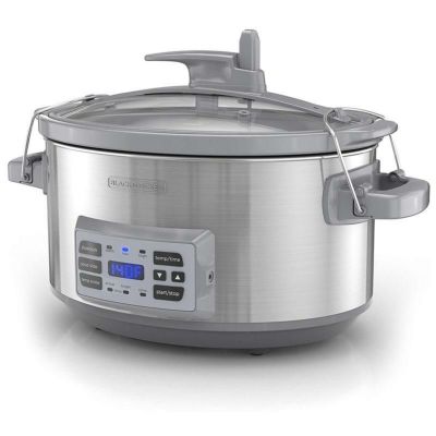 スロークッカー 6.6L 真空調理 温度計 プローブ付 ステンレス ブラック + デッカー BLACK+DECKER SCD7007SSD 7-Quart Digital Slow Cooker with Temperature Probe + Precision Sous-Vide, Capacity, Stainless Stee