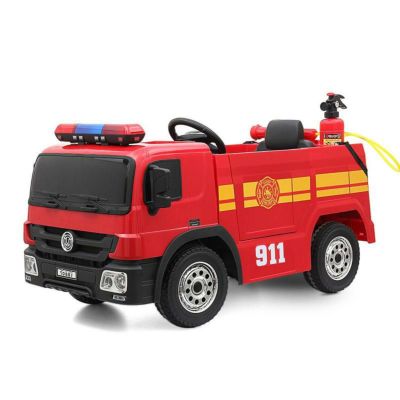 乗用玩具 消防車 子供向け 電気 自動車 水鉄砲 リモコン付 12V Kids Fire Truck Ride on Car with Remote 家電【代引不可】