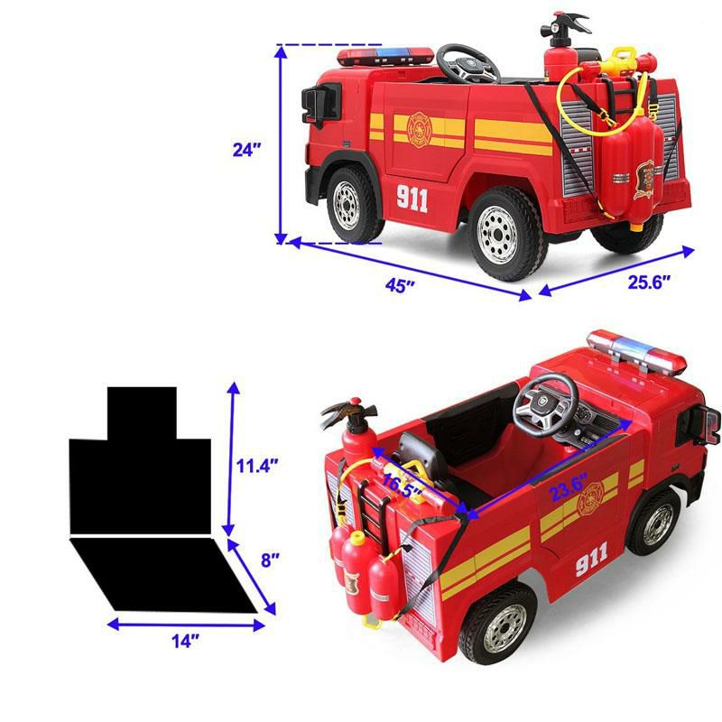 乗用玩具消防車子供向け電気自動車水鉄砲リモコン付12VKidsFireTruckRideonCarwithRemote家電【代引不可】