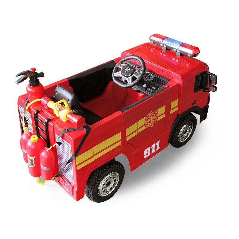 乗用玩具消防車子供向け電気自動車水鉄砲リモコン付12VKidsFireTruckRideonCarwithRemote家電【代引不可】