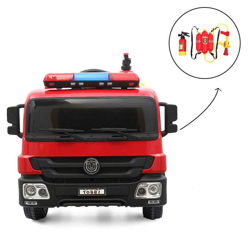 乗用玩具消防車子供向け電気自動車水鉄砲リモコン付12VKidsFireTruckRideonCarwithRemote家電【代引不可】