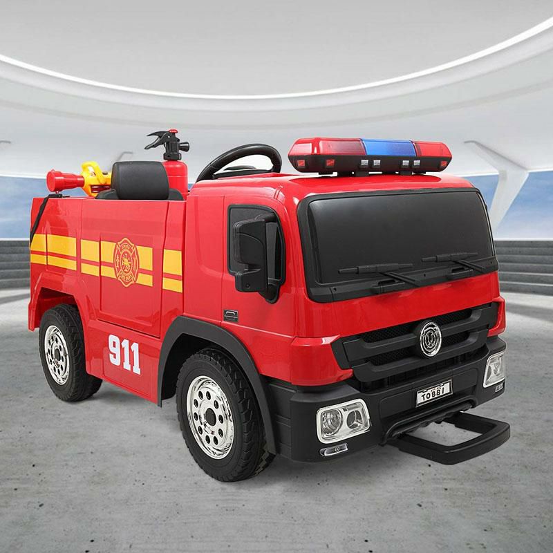 乗用玩具消防車子供向け電気自動車水鉄砲リモコン付12VKidsFireTruckRideonCarwithRemote家電【代引不可】